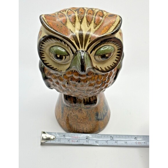 Vintage Owl Tonala Carlos Villanueva Mexican Pottery Folk Art Signed Figurine - Picture 9 of 9